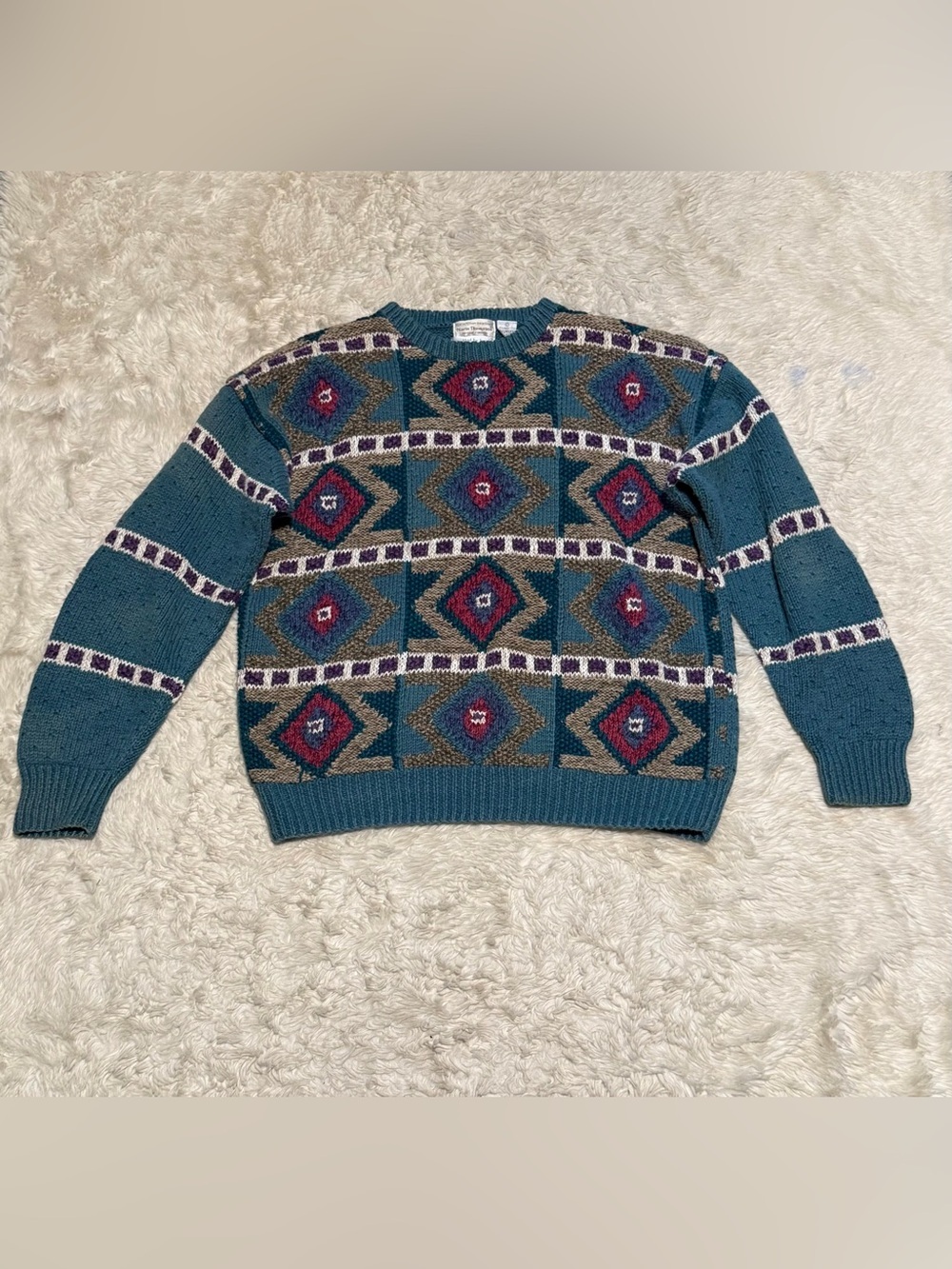 Norm Thompson Vintage Hand Knit Ramie Cotton Sweater - Size Large